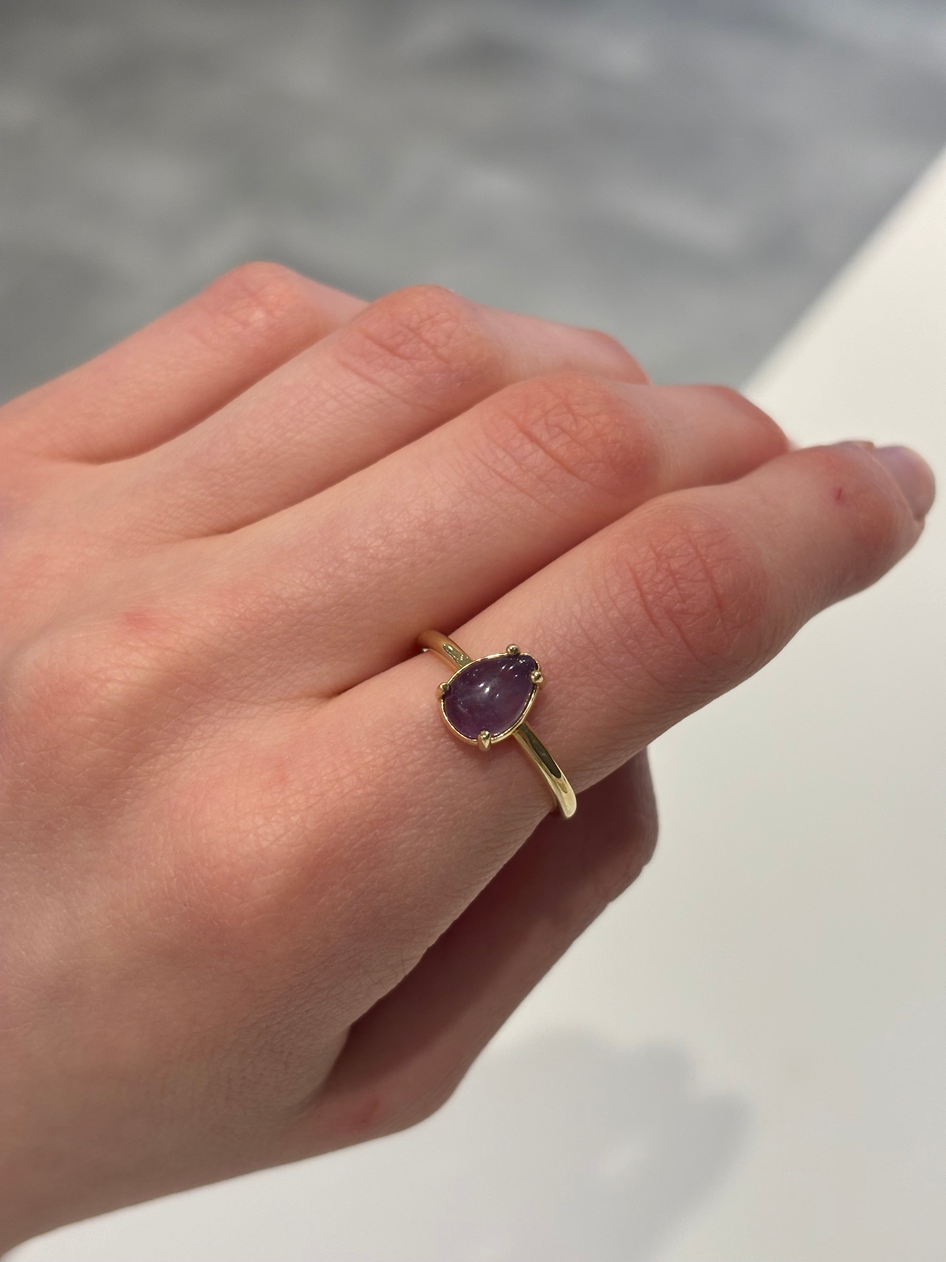 Amethyst Drop Ring