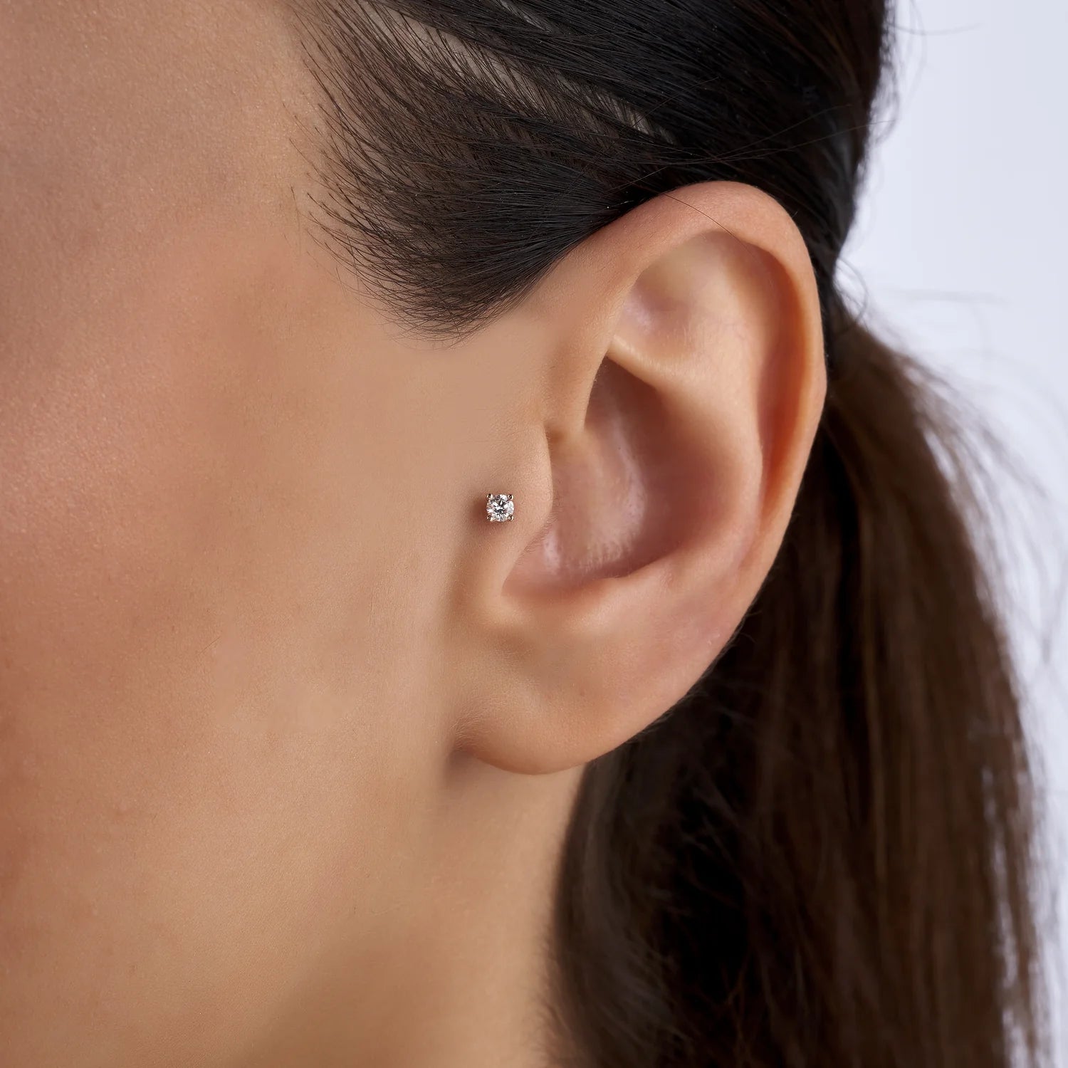 Single Diamond Earring Stud (2.5mm) - Piercing