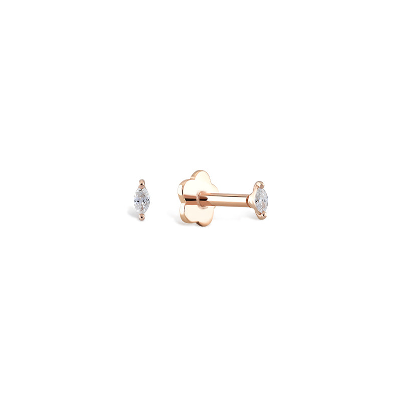 Dainty Marquis Diamond Earring Stud - Piercing