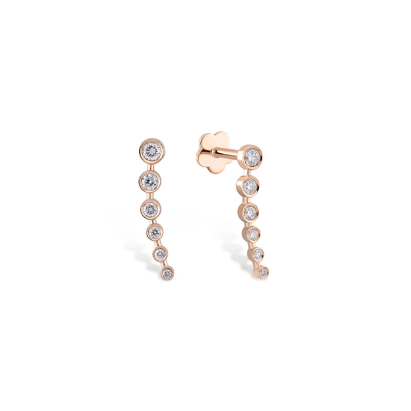 Curve Diamond Fall Flat Back Stud - Piercing