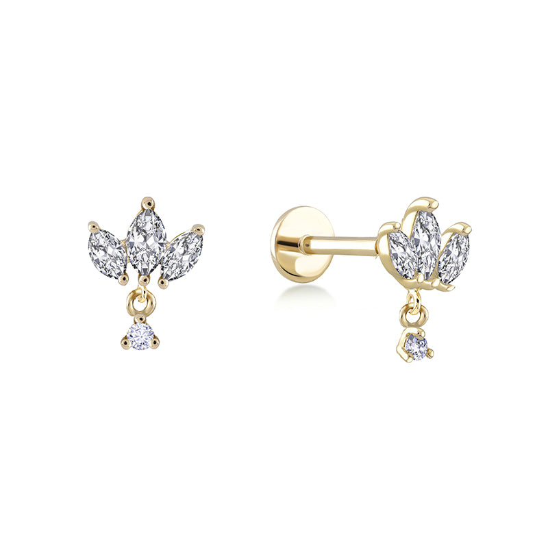 Lotus Flat Back Stud Piercing -Single