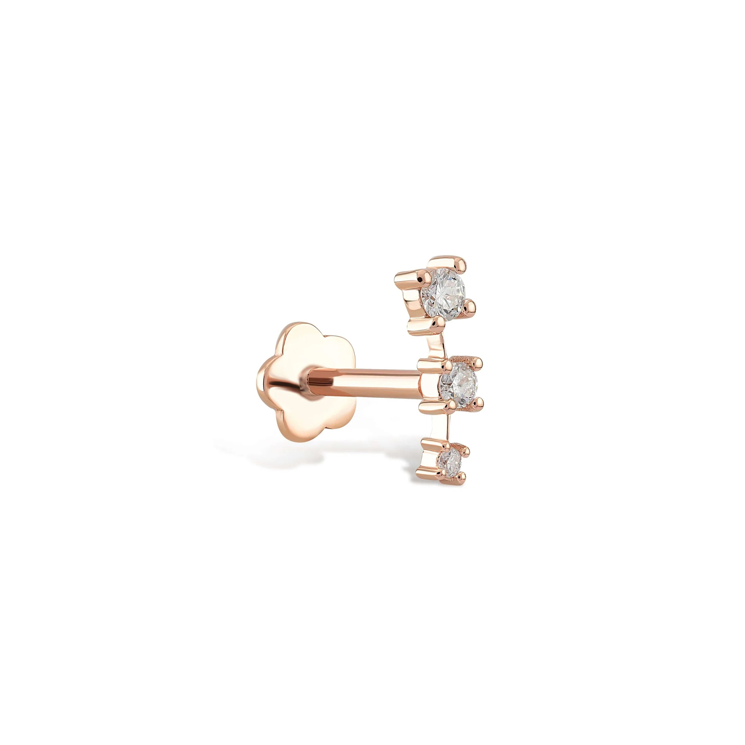 Diamond Fall Flat Back Stud Piercing