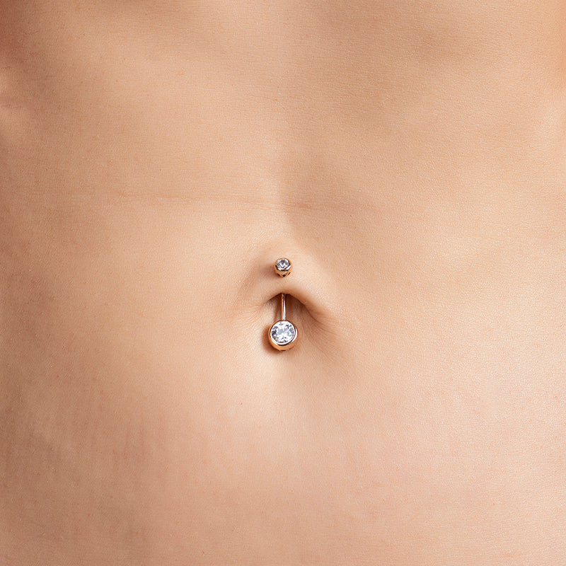 Two Stones Golden Belly Piercing