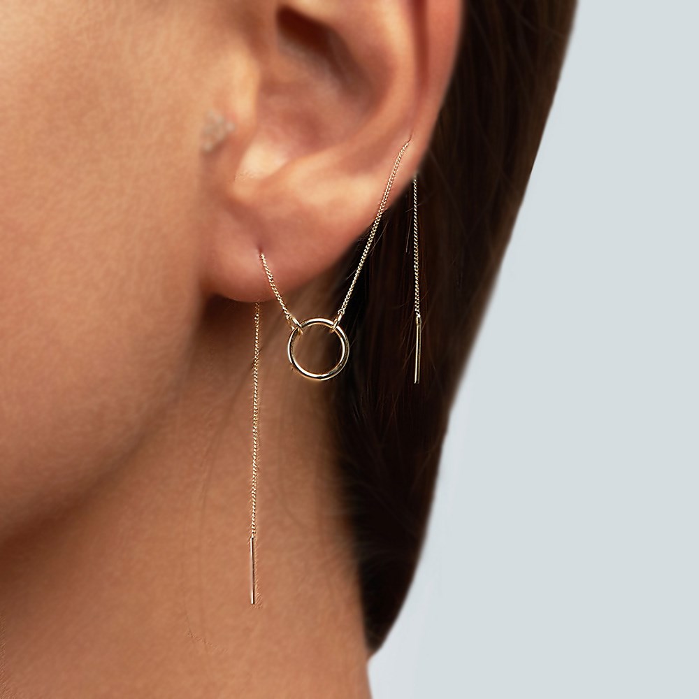 Hoop & Duo Chain Single Earring